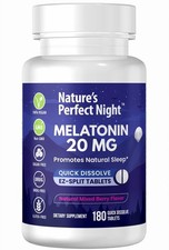 Melatonin 20mg Quick Dissolve Tablets 180 Count Natural Supplements UK