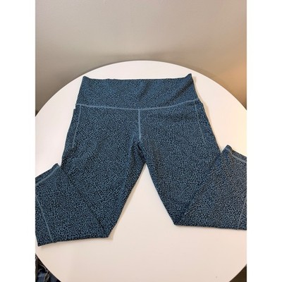 Athleta Salutation Stash Textured Tight Women 1X Blue Excellent Leopard Print