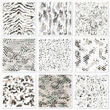 9 Camo Stencils for Spray Paint - Reusable Camouflage Pattern Templates for DIY
