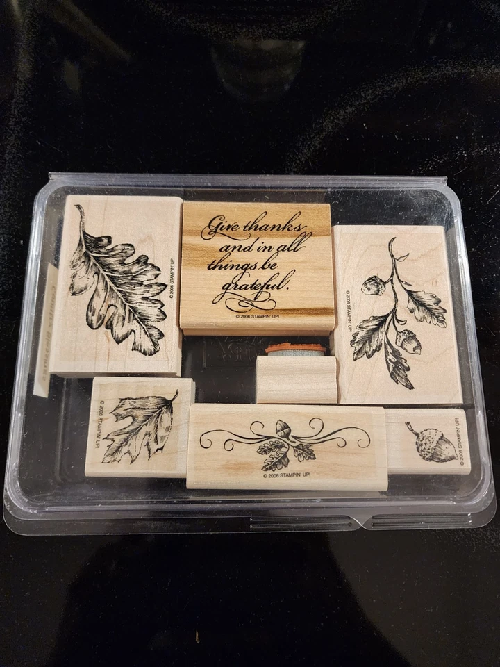 Stampin' Up! Juego de 7 hojas de otoño de estampillas de goma montadas en madera Country Blessings  Foto 2 de 4