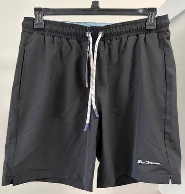 NWT Ben Sherman Swim Trunks Men's Size Medium Black Lined Tie Waist Pockets $79