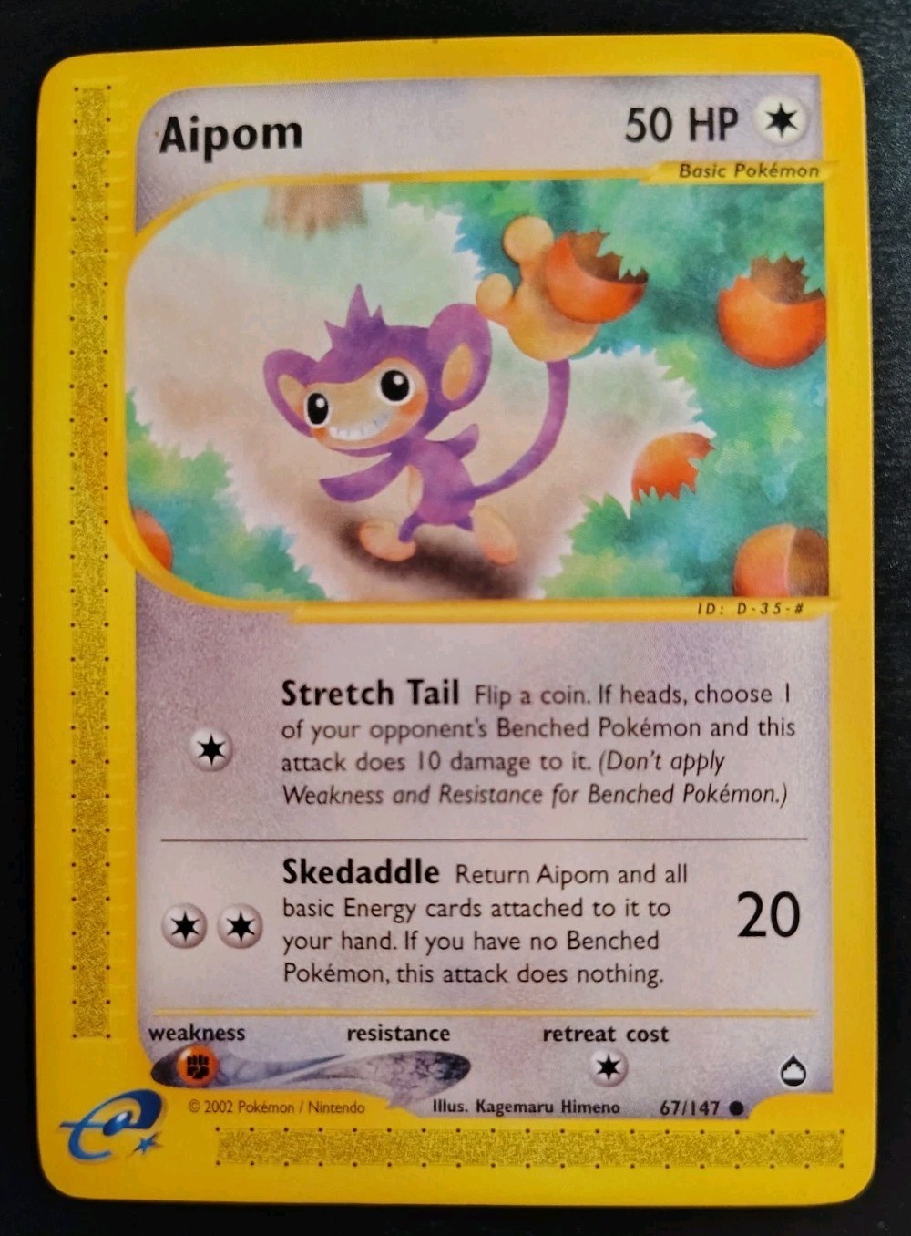 Pokemon Aquapolis Aipom 67/147 Non-holo Common Excellent
