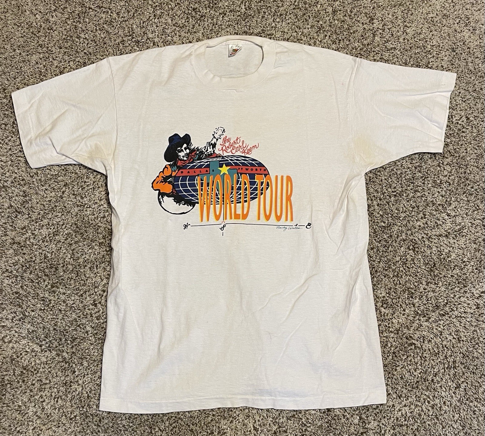 maglia vintage Robert Earl Keen 1993 tour mondiale XL