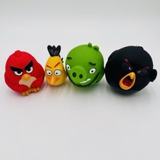 Angry Birds Squeeze Toys Lot of 4 Collectible Rovio Yellow Chuck Pig Bomb