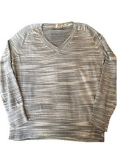 Anthropologie Moth Light Grey V Neck Sweater Size Large Marled Grey Knit