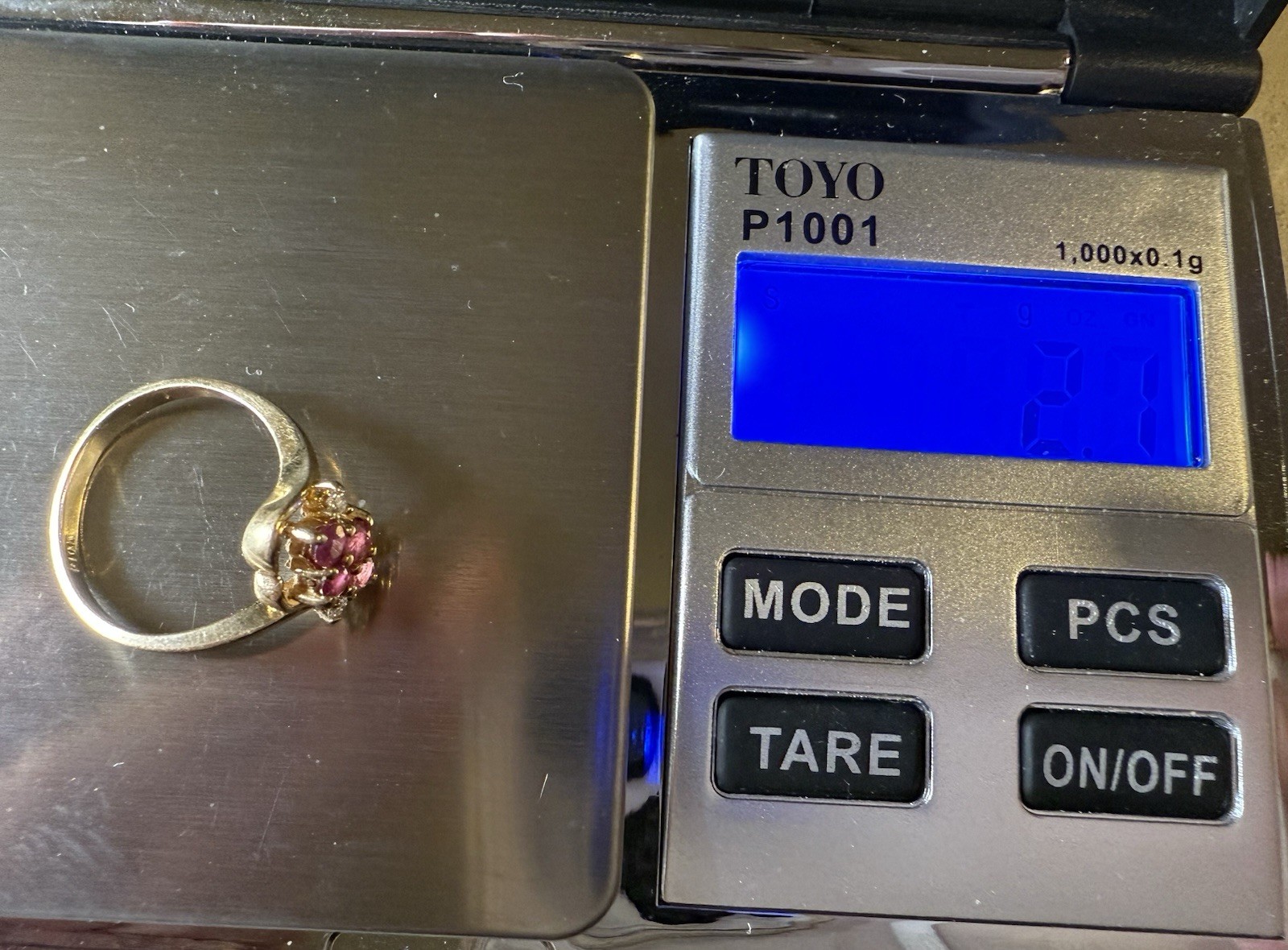 Vintage 10k Solid Yellow Gold Ruby & Diamond Flow… - image 10