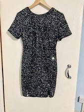 Womens Size 8 Black Mini Party Dress with Silver Sequins