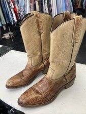 Vintage 80s Acme Gold Leather Western Cowboy Bullhide Boots Womens 12 B USA Made