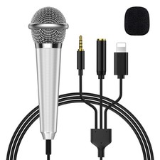 2-in-1 Mini Microphone for Android, iPhone 15, Laptop and PC, Portable Mini M...