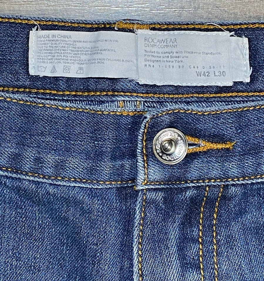 Rocawear Jeans Mens 36x26 Blue Denim Streetwear Wide Leg 2000s Y2K Loose Fit - Image 3 of 4