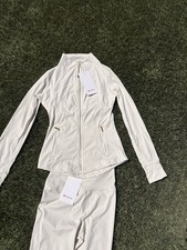 Lululemon Women  s White Full Zip Track Jacket w/ Zipped Pockets Size 4