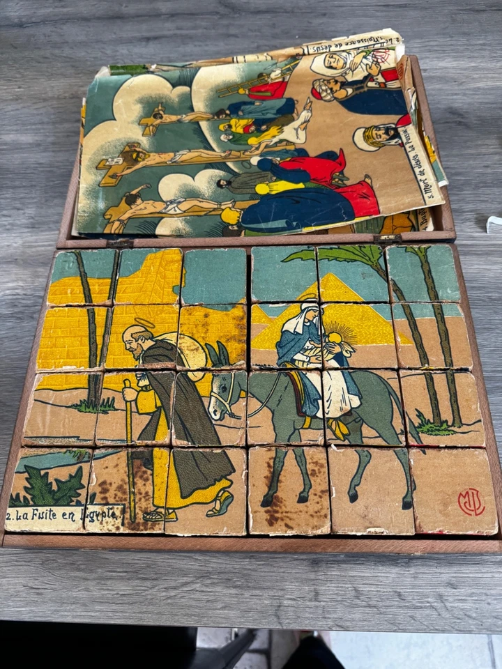 puzzle ancien bois "Jésus au temple" Années 1930 - Photo 1/2