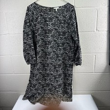 Joie Womens Dress Ivory Black Long Sleeve Arryn Drop Waist Sz M Abstract Print