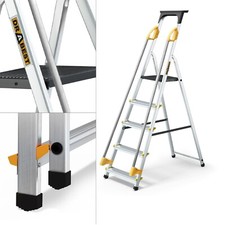 FIVE-STEP ALUMINUM HOUSEHOLD LADDER WITH HANDRAILS 150 KG