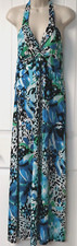 Vintage 1990s OMEGA Collection halter stretch multicolor maxi dress size L USA