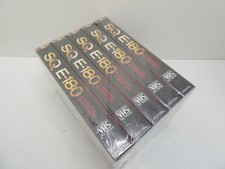 PACK 5 EXCEL SQ E-180 VHS CASSETTE TAPES ORIGINAL SEALED UNOPENED EX SHOP STOCK
