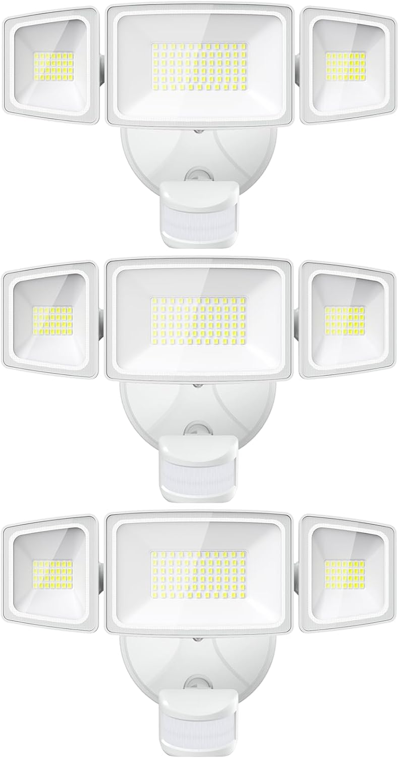 3 Pack 65W LED Motion Sensor Outdoor Lights, Security Light Motion Outdoor Flood