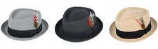 Maz Summer Straw Diamond Crown Pork Pie Hat - 3 Colours
