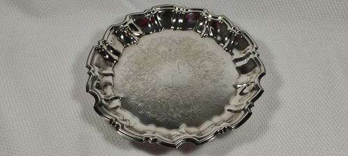 Vintage Wallace Silver Plate Chippendale Scalloped Salver Waiter Tray No Monogra - Picture 4 of 14