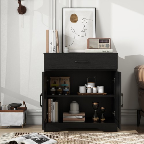 Wooden Cabinet Drawer and 2 Doors Storage Sideboard Farmhouse Entryway Cupboard - Picture 9 of 84
