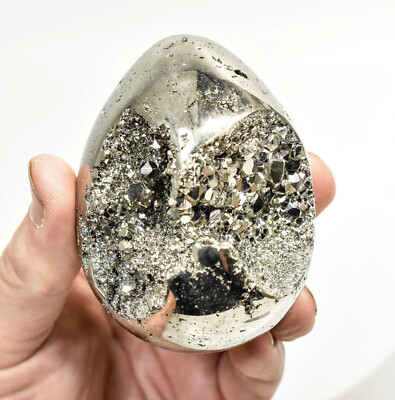 3.03'' POLISHED PYRITE EGG With Stand Huanzala mine, Peru T520