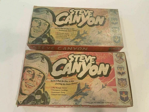 2 Vintage Steve Canyon Board Game Incomplete 1959 Lowell Toy MFG.