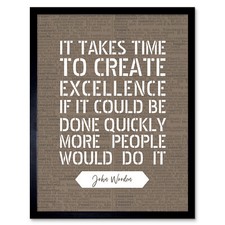 Quote John Wooden Excellence Basketball Coach Wall Art Print Framed 12x16
