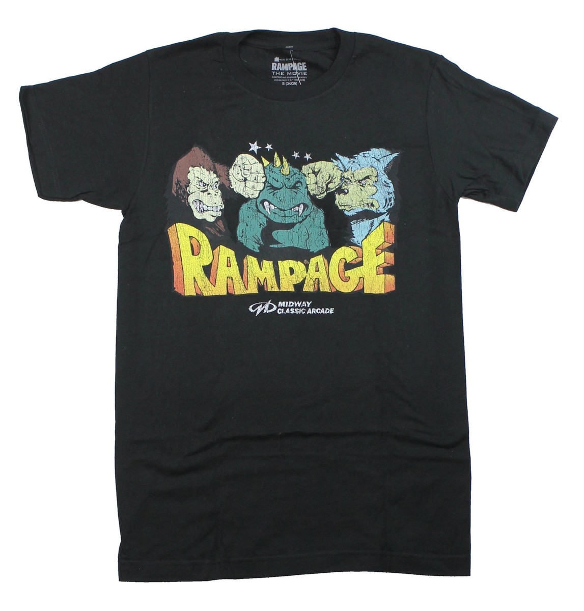 Rampage Adult New T-Shirt - Classic Distressed Artwork of