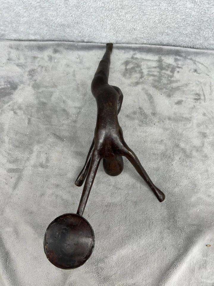 Estatua de niña de hierro macizo de mesa figura escultura decoración del hogar oficina 19" de largo Foto 3 de 4