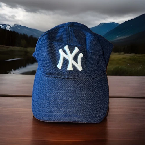 New Era 39thirty New York Yankees Hat Cap Fitted S/M Blue Gray MLB Baseball 3930