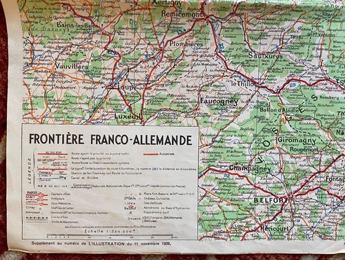 WW2 MAP FRANCE GERMAN FRONT - FRONTIÈRE FRANCO-ALLEMANDE NOVEMBER 1939 22"X29" - Picture 2 of 7