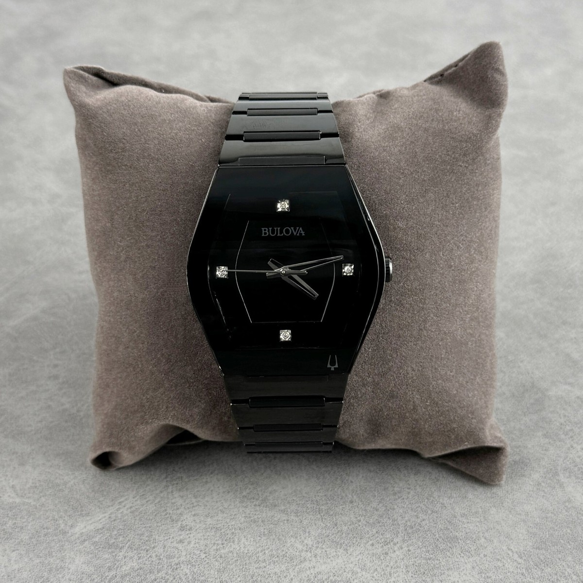 Bulova Men's Gemini Stainless Steel Black Dial 40mm Watch 98D177