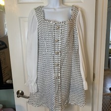 Shein Black & White Dress, Size L, Side Zip On Bodice Area