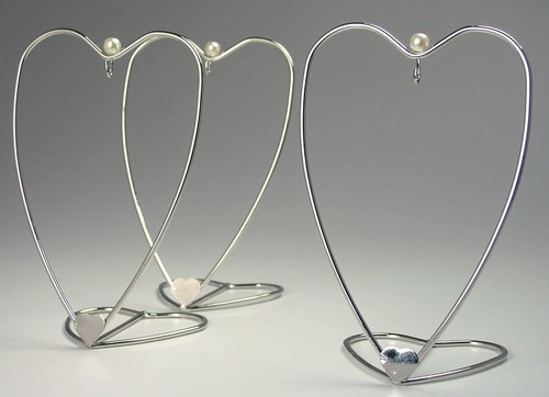 Heart Shaped Christmas Ornament Stand - Pack of 3 - Chrome Wire Hangers -#1322-5 - Picture 5 of 5