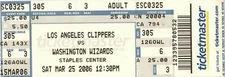 LOS ANGELES CLIPPERS VS WASHINGTON WIZARDS-SAT 25 MAR 2006-FULL TICKET