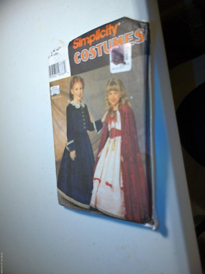 Simplicity Costume Sewing Pattern 7306 Gown Cape Girls S,M,L