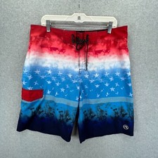 Ocean Current Mens Size 36 Red American Flag Patriotic Print Board Short Patriot