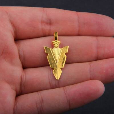 NATIVE ARROWHEAD SPEAR ARROW pendant GOLD plated 18K necklace 24