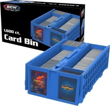 1 BCW Collectible Card Bin - Holds 1600 Trading Cards - with Hinged Lid BLUE