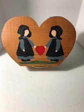 Handpainted Amish Candleholder Wood