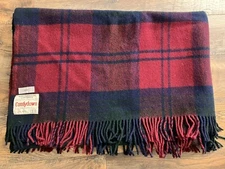 James Pringle Comfydown Wool Blanket Scotland Plaid Fringe 53" x 71.5"