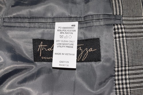 Andrew Fezza Signature Collection Blazer 46S Black Gray Prince of Wales Check - Picture 10 of 13