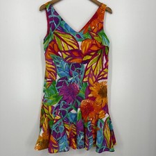 Lauren Ralph Lauren Dress Women's Size 4 Multicolor Floral V-Neck Ruffle Hem