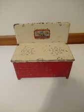 Vintage Midcentury Toy Stove - Pretty Maid Red White Metal Play Kitchen Oven
