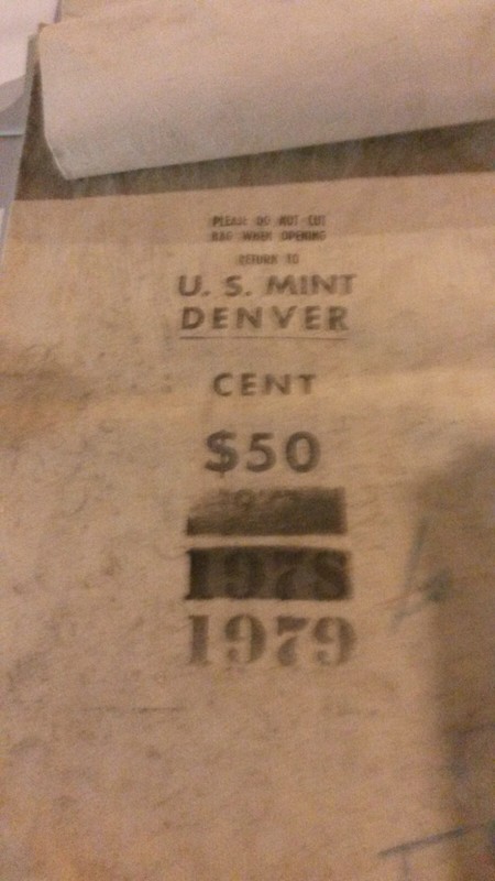 US Mint Bank Canvas Cloth Coin Bag SAVE YOUR PENNIES  in a  $50 Denver mint bag