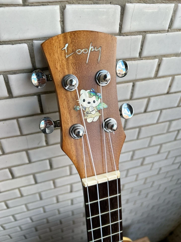 Loopy Solid Acacia Koa wood Concert Ukulele, sitting cat inlay UKC249 - Image 4 of 4