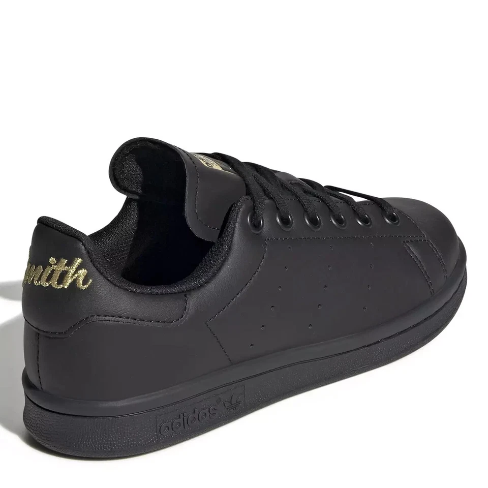 Adidas Stan Smith Juniors/Womens  Leather Trainers - All Sizes - Black/Gold  NEW - Image 4 of 4