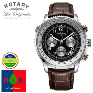 rotary chronograph leather strap