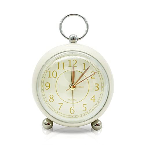 Table Clock Small Metal Desk Clocks Retro Shelf Night Light Clock for Living ...
