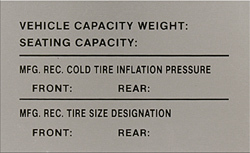 Vintage FERRARI Tire & Weight Data Plate Acid Etched Aluminum